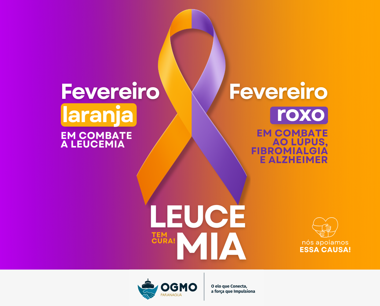 Campanha fevereiro laranja e roxo